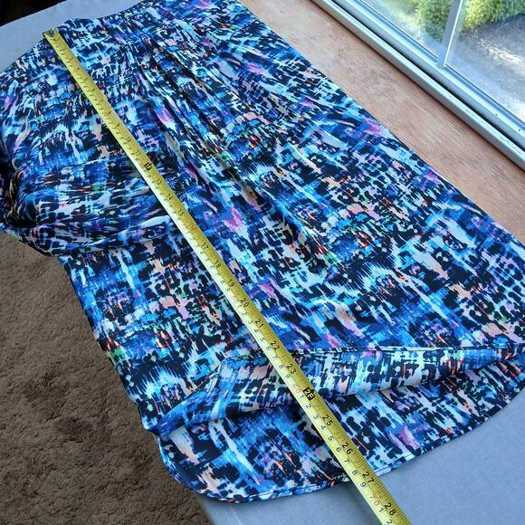 NYDJ Multicolor Pintuck Henley Blouse S pleated back hidden buttons 3/4 sleeves - Picture 10 of 12